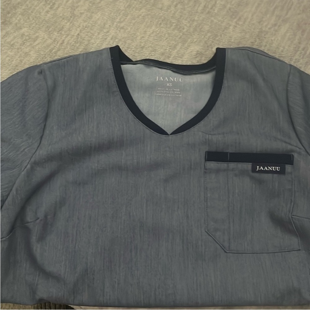 Jaanuu Gray Scrub Top with Pocket